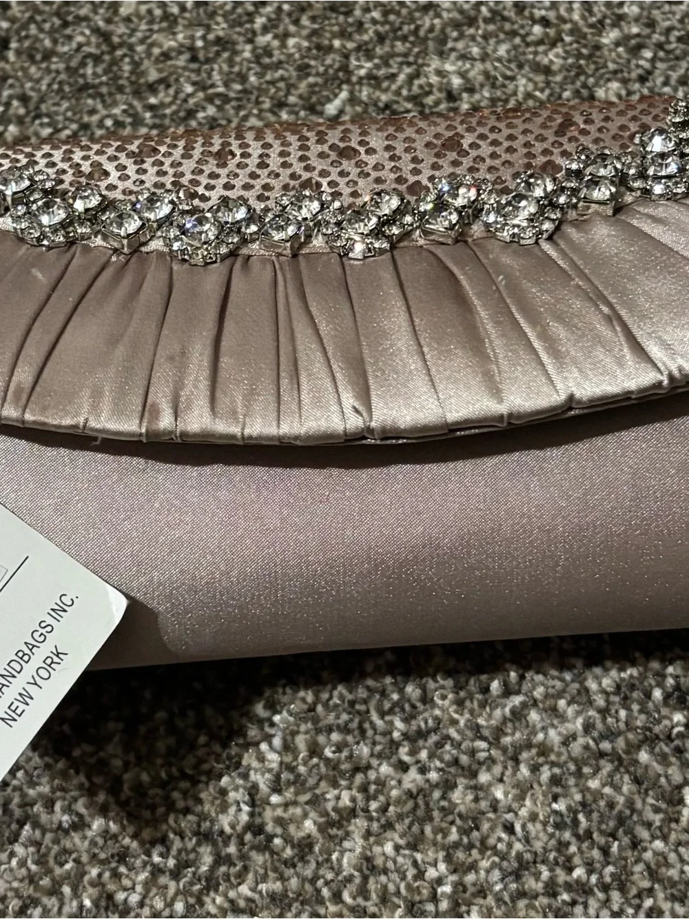 Embellished champagne Evening Clutch with Chain Strap